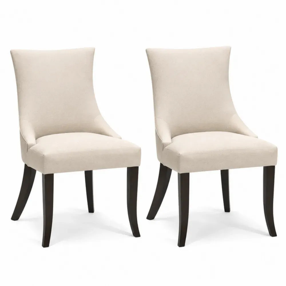 2er-Set Esszimmerstühle Polyesterbezug Massivholzbeine Beige