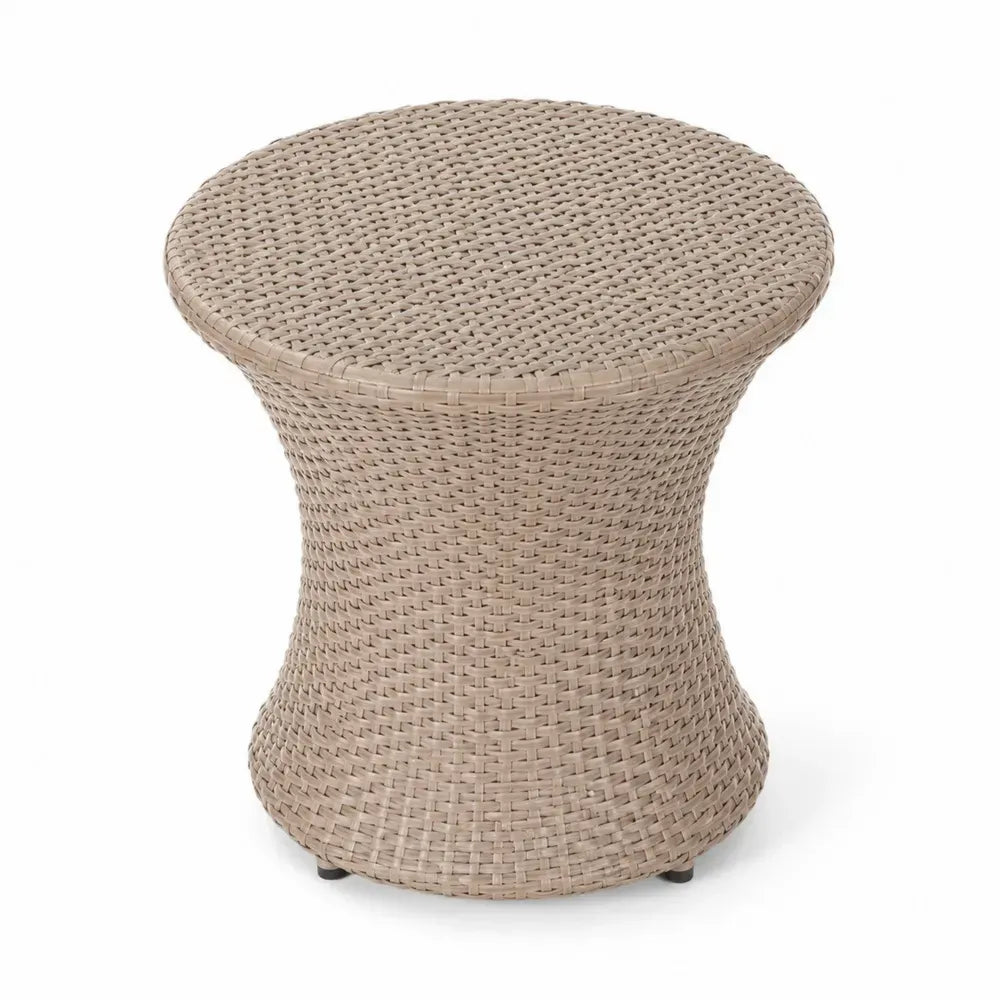 Runder Beistelltisch aus Polyethylengeflecht Beige 45 cm