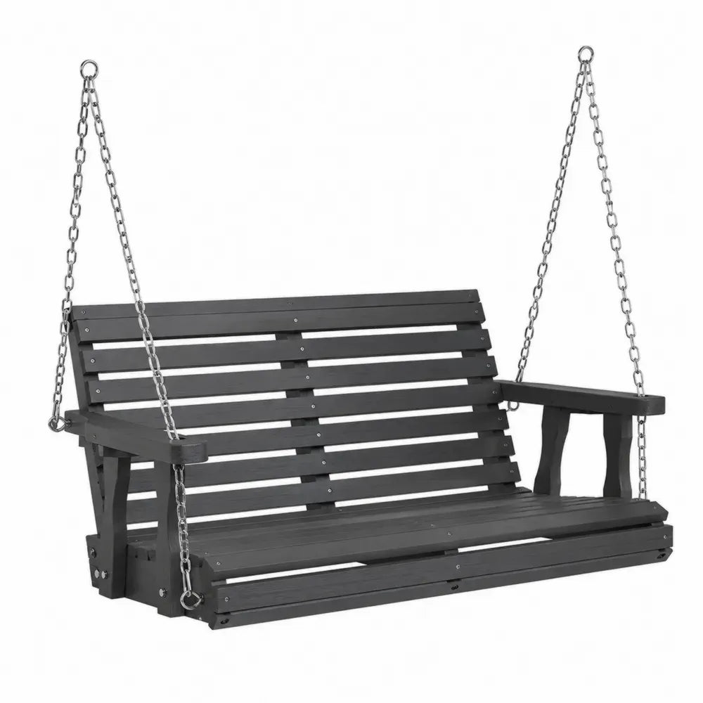 Schaukelbank aus Holz mit verzinkten Ketten 150cm Schwarz