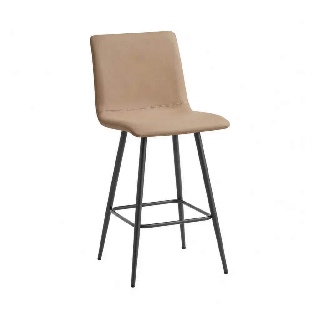 Barstuhl Kunstleder Beige Metallbeine