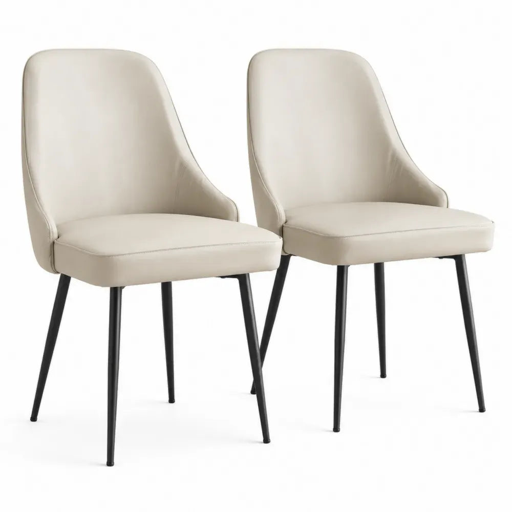 2er-Set Esszimmerstühle aus Kunstleder Beige mit Metallbeinen