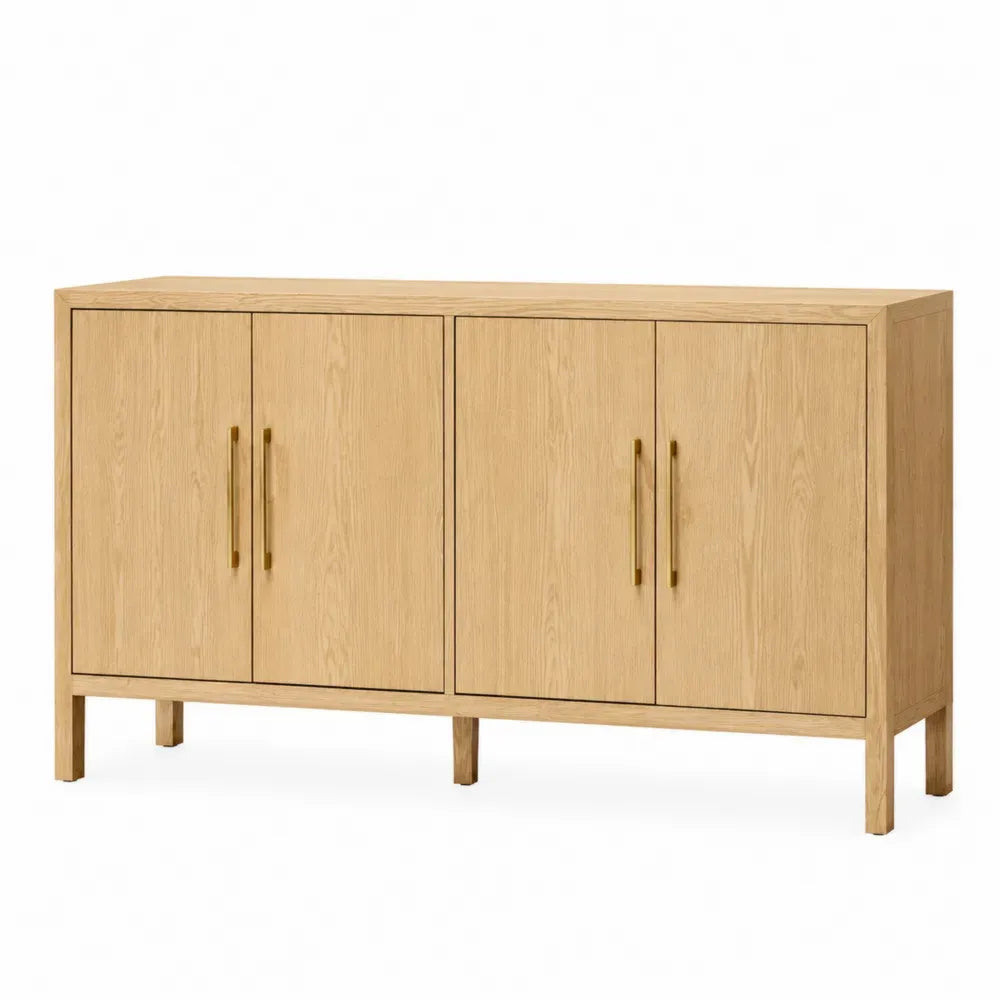 Sideboard aus Eichenfurnier mit Messinggriffen 180 cm