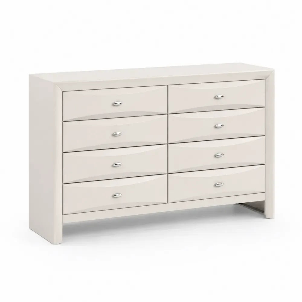 Beige Kommode mit 8 Schubladen aus lackiertem MDF