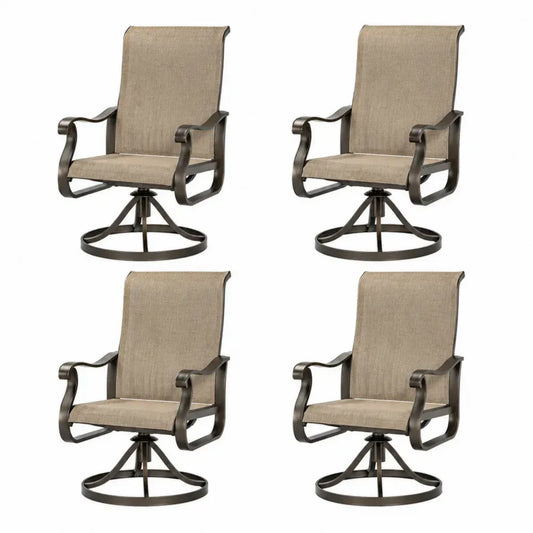 4er-Set Drehbare Gartenstühle aus Aluminium und Mesh in Beige