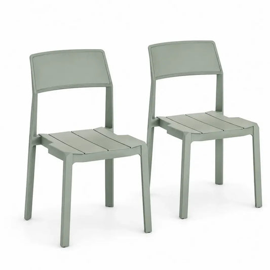 2er Set Gartenstühle Kunststoff Olivgrün stapelbar