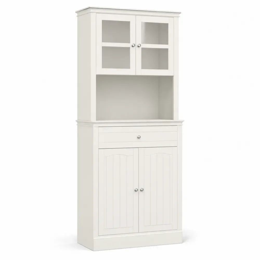 Hohes Sideboard Weiß MDF mit Sicherheitsglastüren 80x40x180 cm