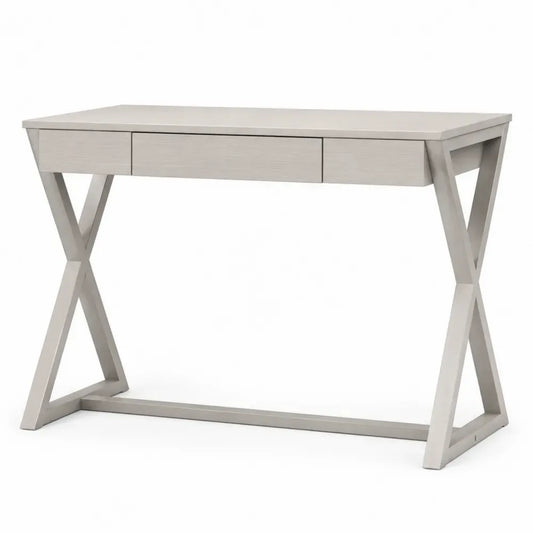 Weißer Schreibtisch mit MDF und Kreuzrahmen 120x60x75 cm