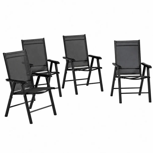 4er Set Klappbare Alu Gartenstühle Textilene Schwarz