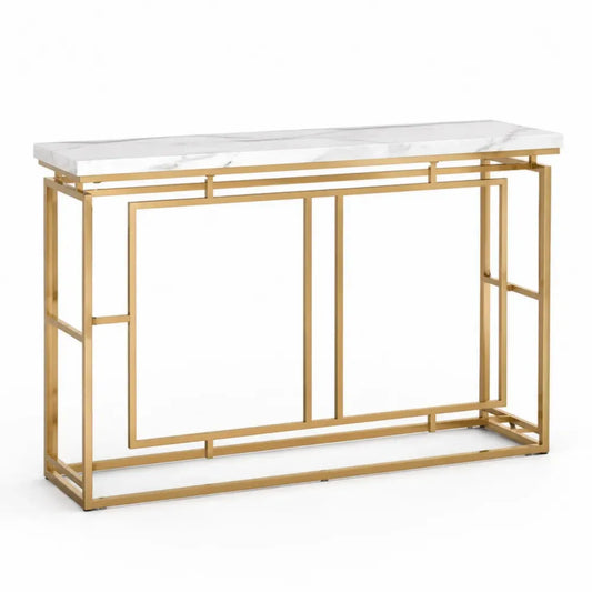 Metall-Konsolentisch mit Marmorplatte, Gold, 120x30x80cm