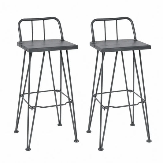 2er Set Barhocker Metall Schwarz Höhe 75 cm