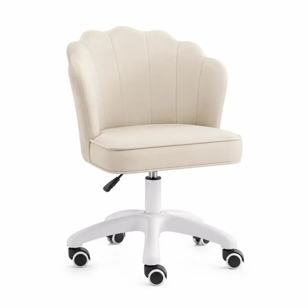 Bürostuhl Muschelform Beige mit Rollen höhenverstellbar