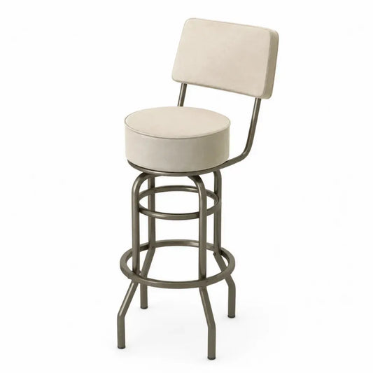 Metall Barhocker mit Rückenlehne Polyester Beige