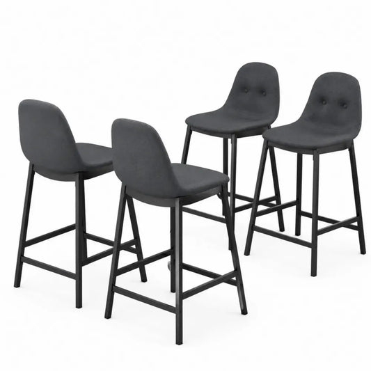 4er Set Barhocker, Metallrahmen, Polyestergewebe, Höhe 100 cm, Schwarz