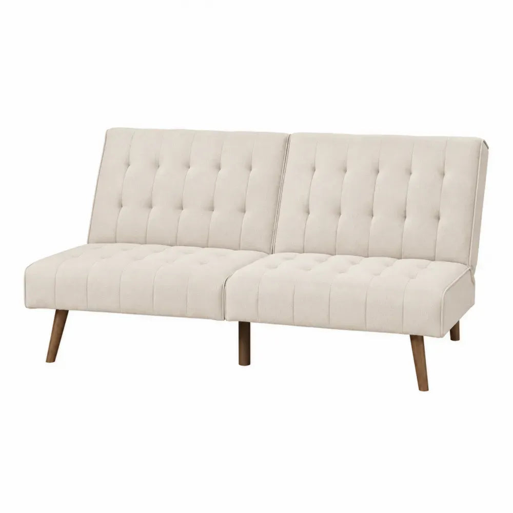 2-Sitzer Sofa Beige Stoff Massivholz 180cm