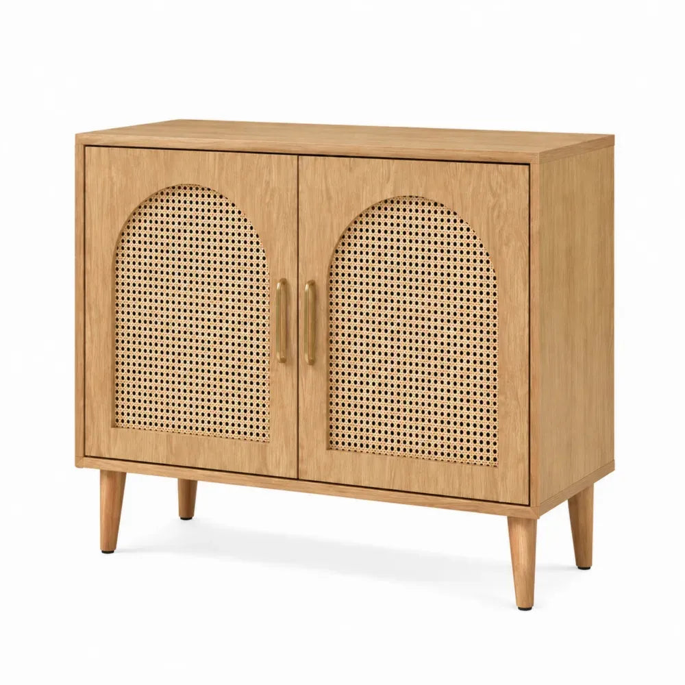 Eichenholz Sideboard mit Rattan-Muster 80x40x75 cm