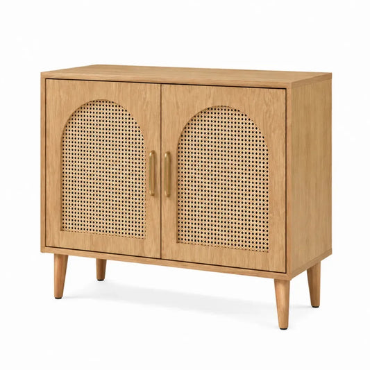 Eichenholz Sideboard mit Rattan-Muster 80x40x75 cm