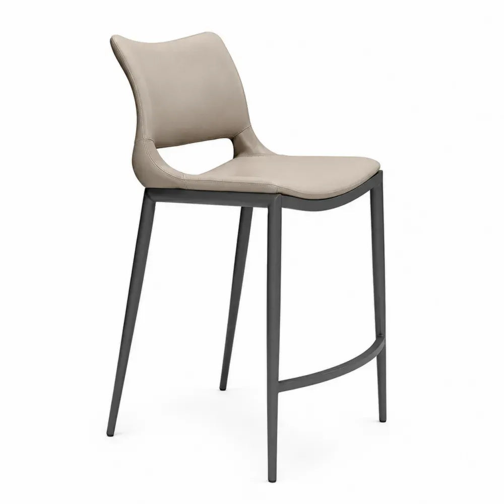 Barhocker Lederoptik Beige Stahl 102cm