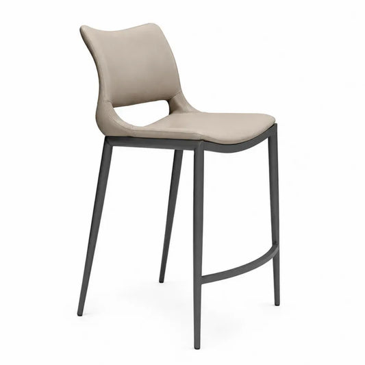 Barhocker Lederoptik Beige Stahl 102cm