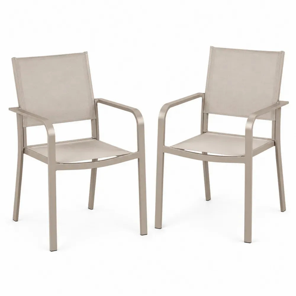 2er-Set Gartenstühle Aluminium Textilene Beige