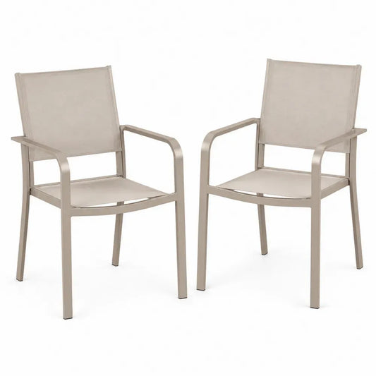 2er-Set Gartenstühle Aluminium Textilene Beige