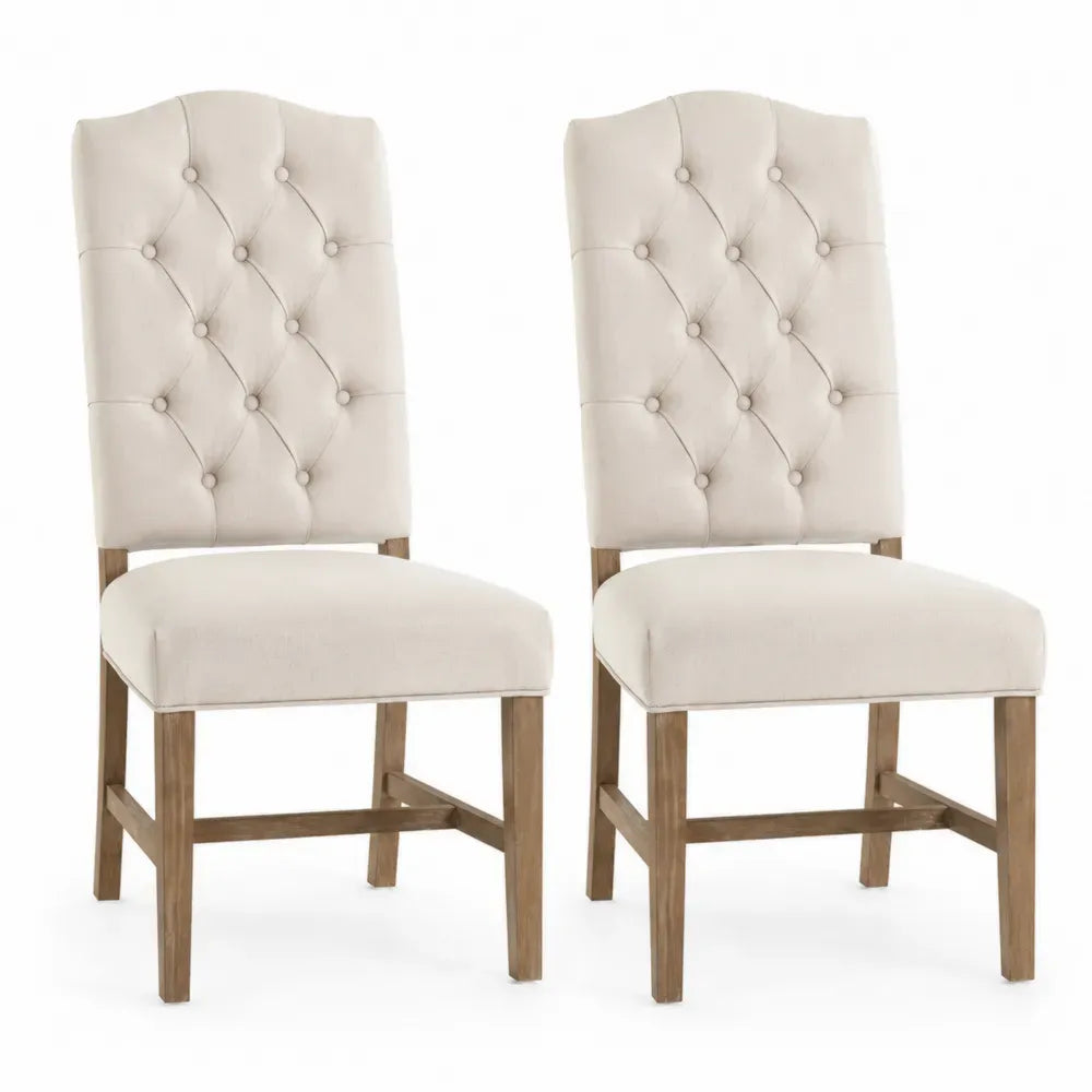 Esszimmerstühle aus Holz und Polyester Beige 2er-Set