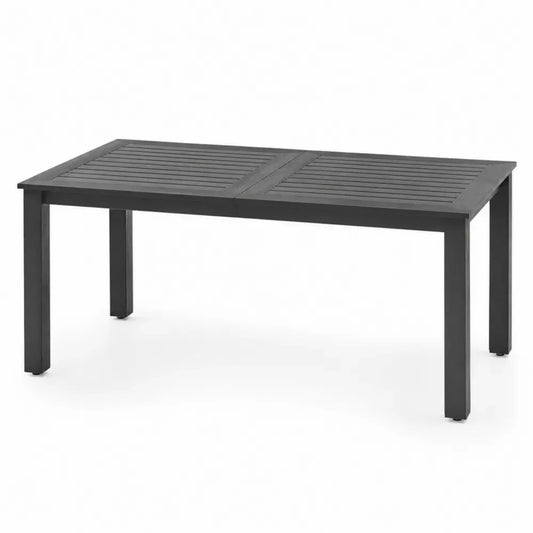Rechteckiger Gartentisch Aluminium und Hartholz 160x90x74 cm Schwarz