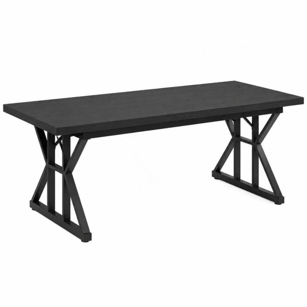 Schwarzer Tisch aus MDF und Stahl 180x90x75cm
