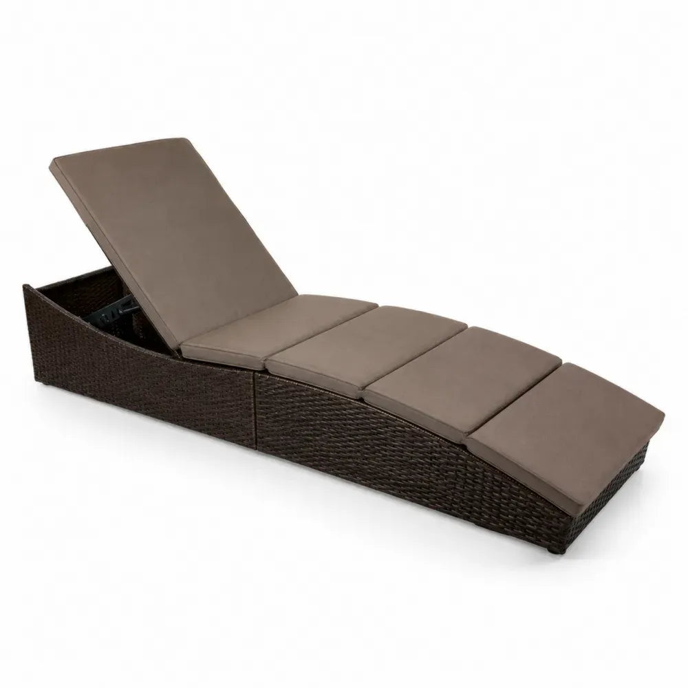 Gartenliege Polyrattan Braun Verstellbar mit Kissen