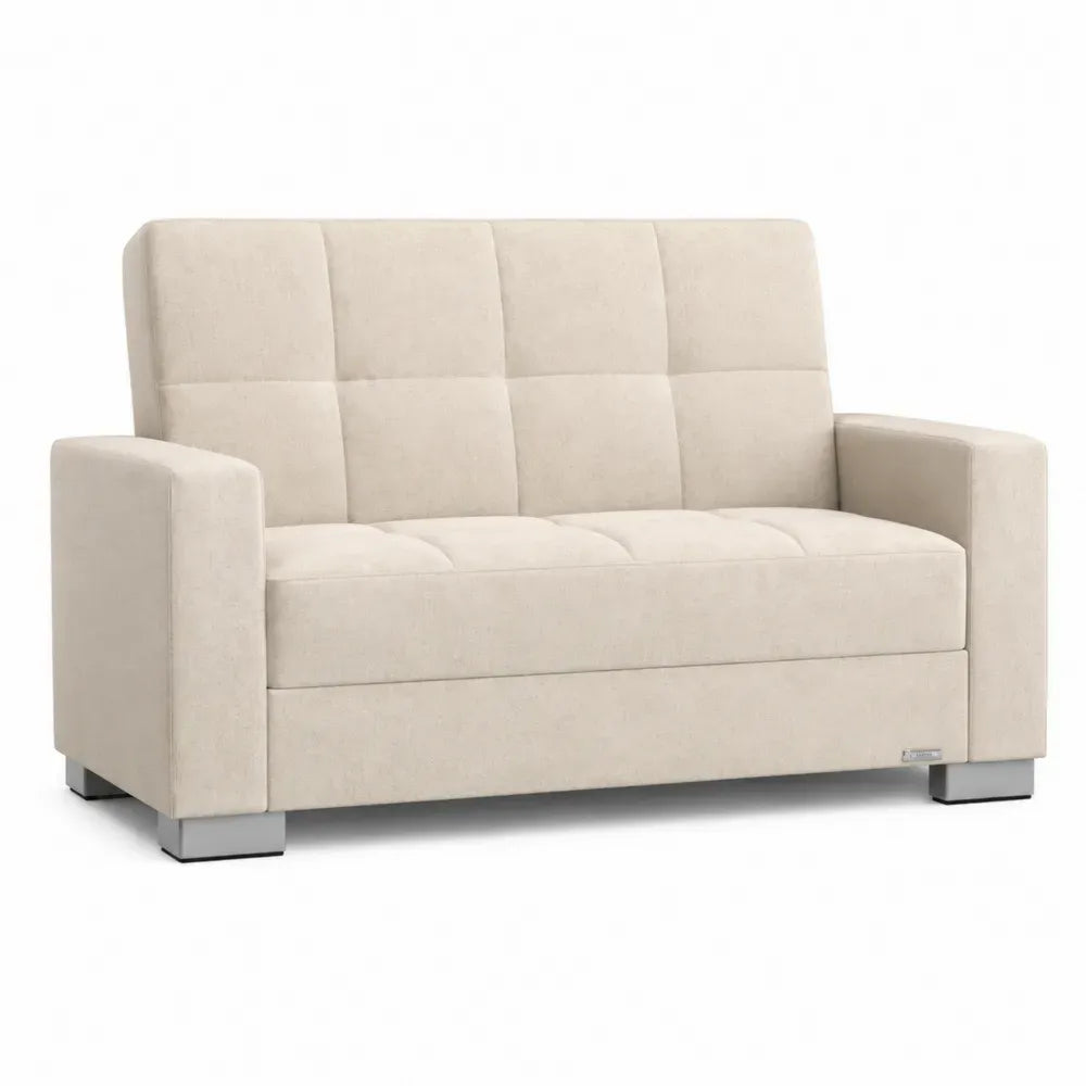 2-Sitzer Sofa Beige Baumwollmischgewebe mit Schaumstofffüllung