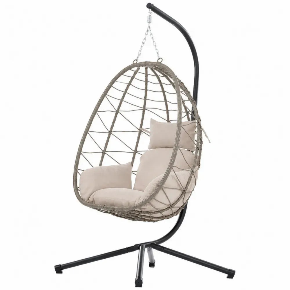 Hängesessel aus Stahl mit Polyesterkissen Beige