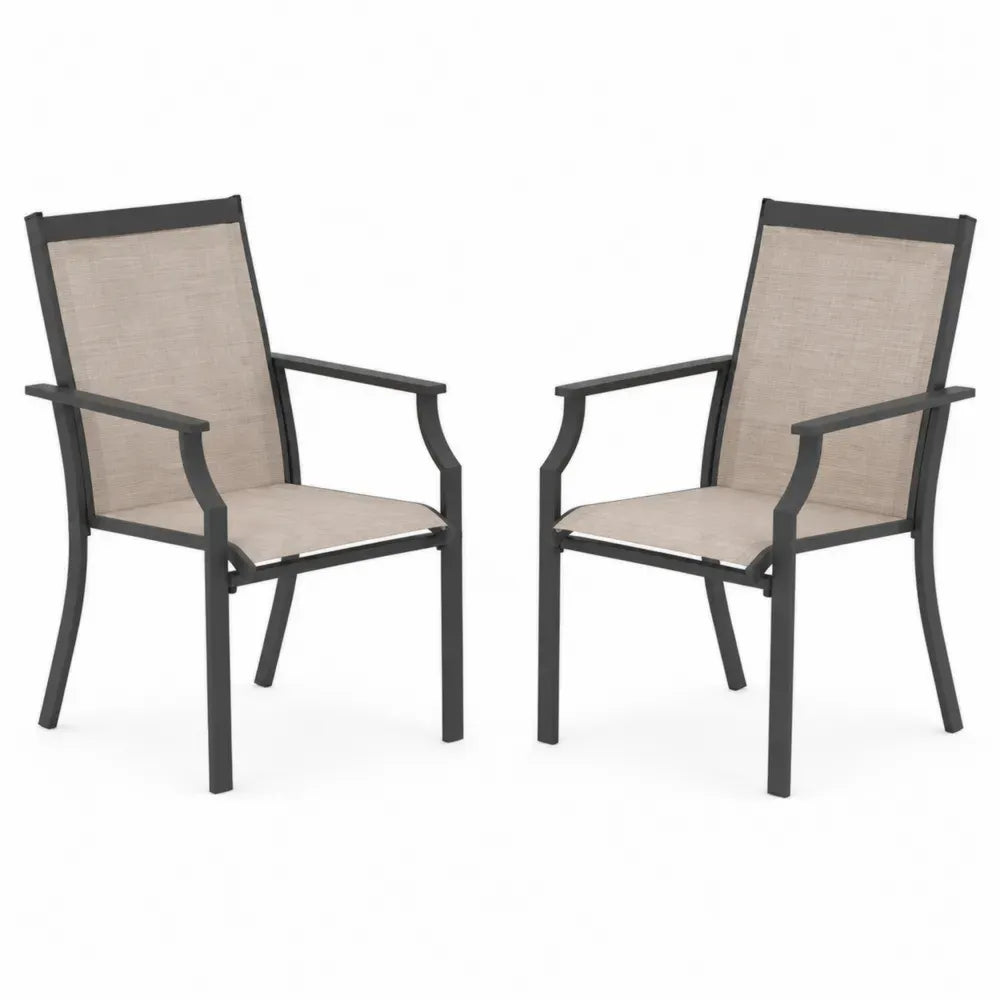 2er-Set Gartenstühle mit Armlehnen aus Aluminium und Textilgewebe