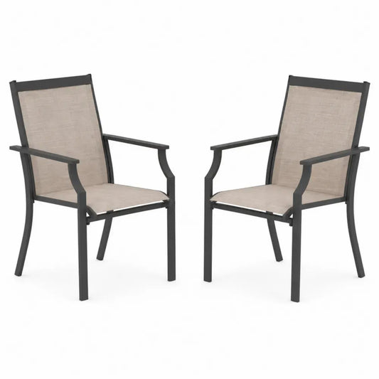 2er-Set Gartenstühle mit Armlehnen aus Aluminium und Textilgewebe