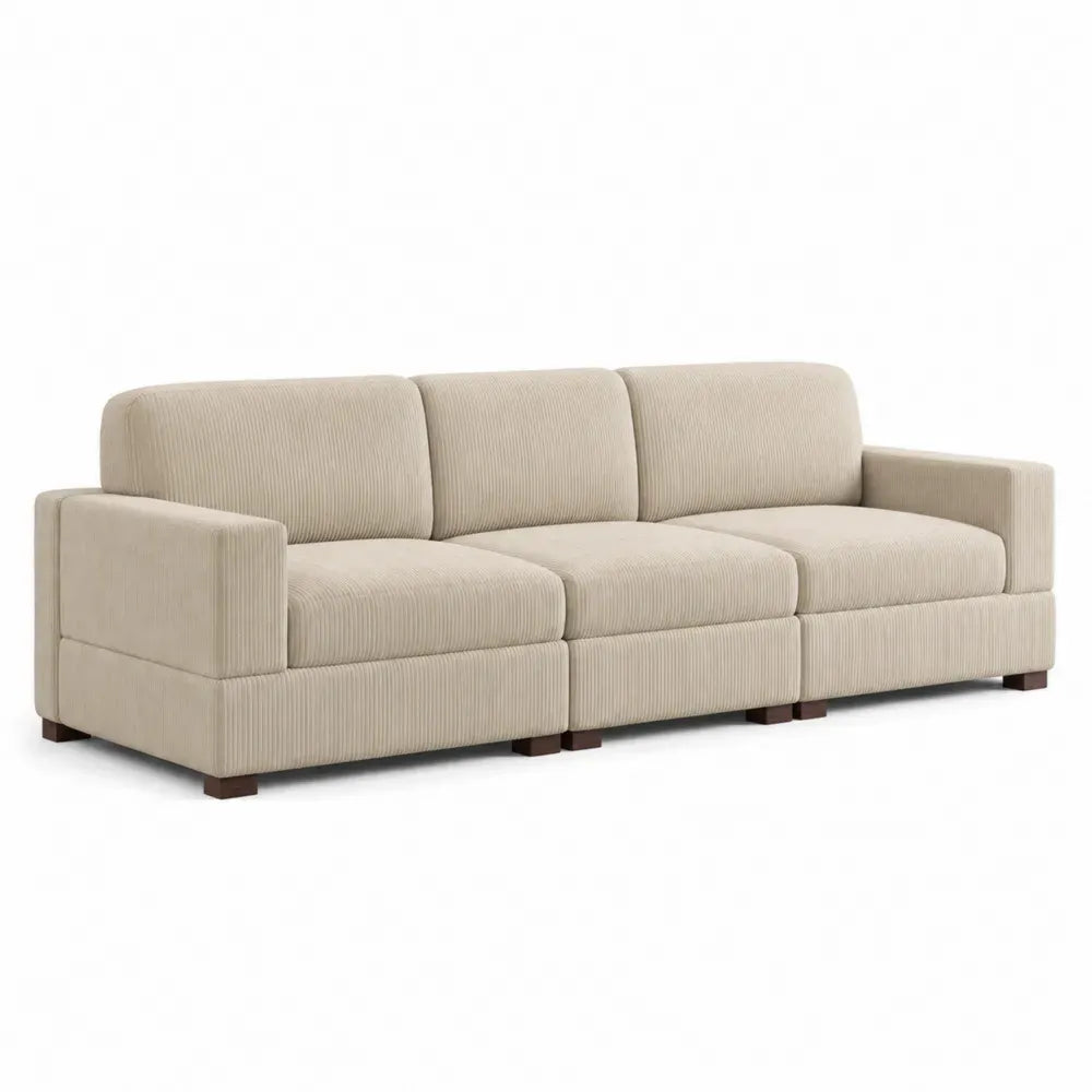 3-Sitzer Sofa Beige Kord 220 cm