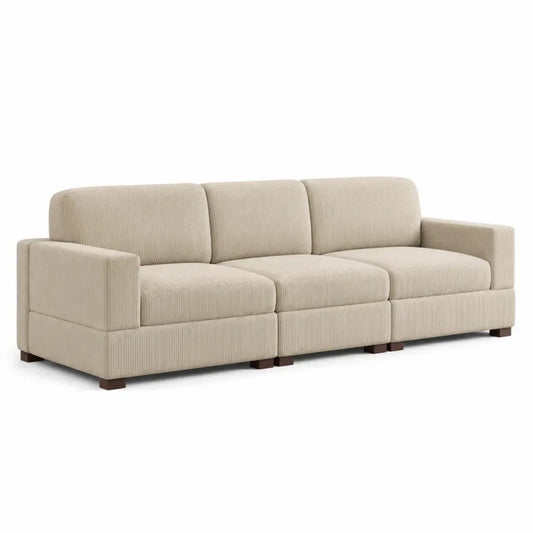 3-Sitzer Sofa Beige Kord 220 cm