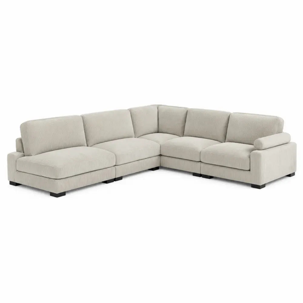 Ecksofa-Set L-Form Holzrahmen Beige