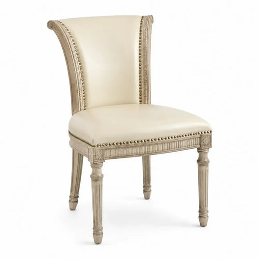 Esszimmerstuhl Holzrahmen PU-Leder Beige