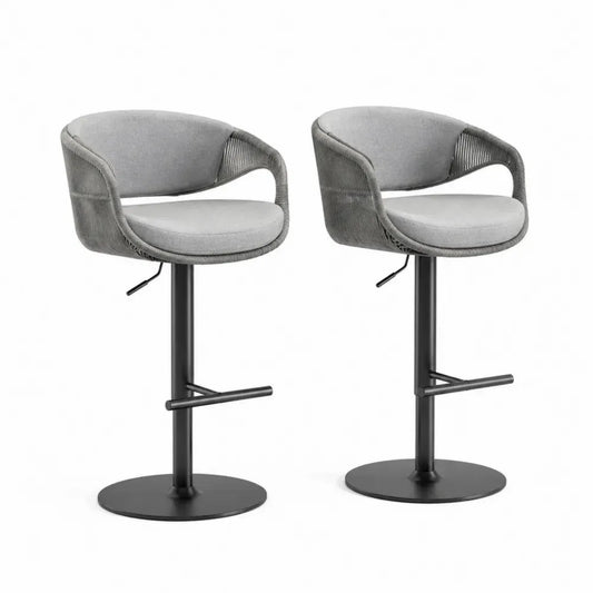 2er Set Barhocker Grau Höhenverstellbar Drehbar Stahlrahmen