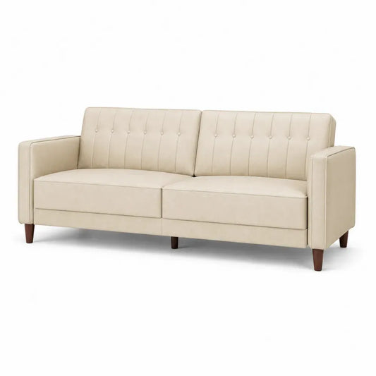 3-Sitzer Sofa Beige Kunstleder