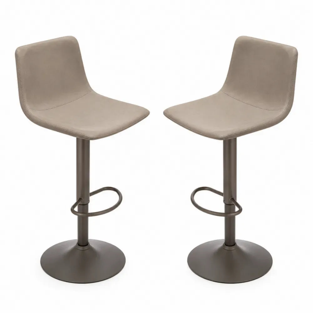 2er-Set Barhocker Kunstleder Beige Metall