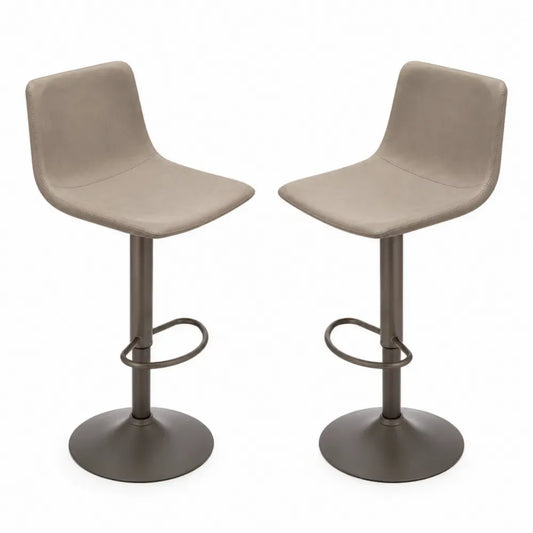 2er-Set Barhocker Kunstleder Beige Metall